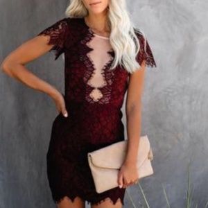 Storia Beyond Words Lace Illusion Body Hugging Dress Size M